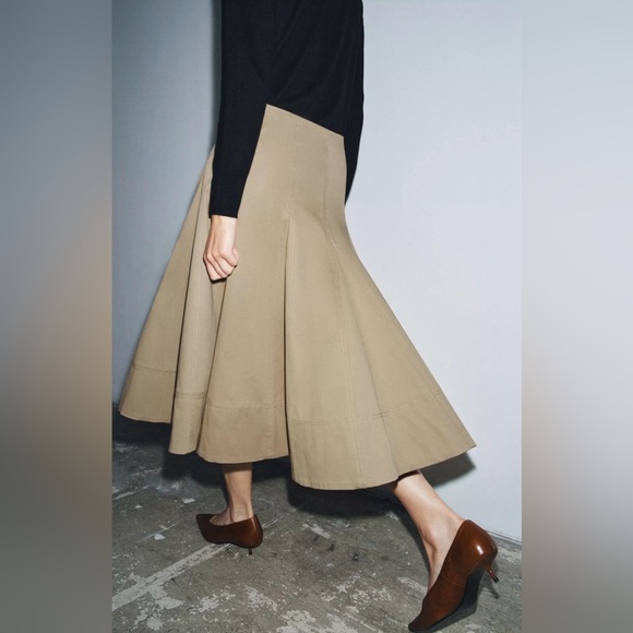 ZARA Tan A-Line TRENCH Skirt - Picture 3 of 9